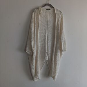 Hanger‎ 221 Open Knit Cardigan Size M Festival White Asymmetric Country Cowgirl